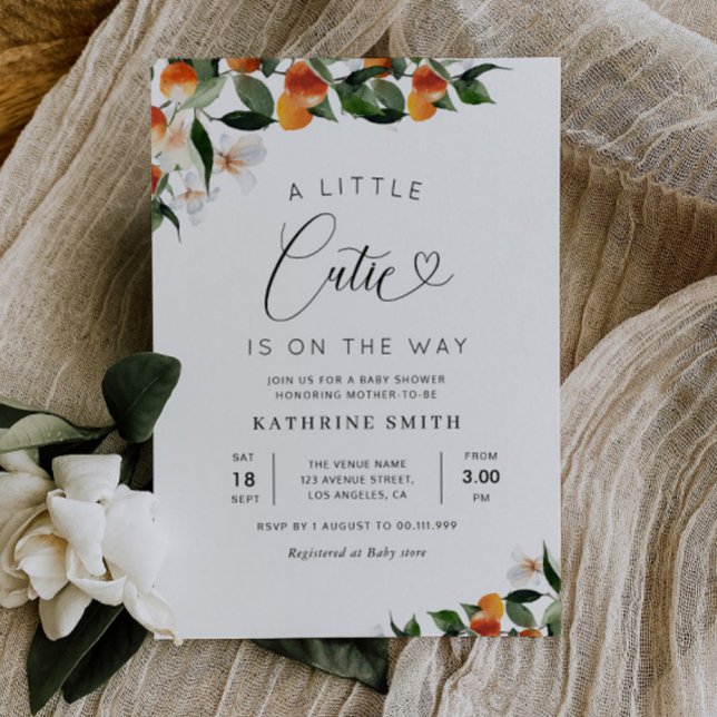 little cutie citrus floral baby shower invitation (Creator Uploaded)