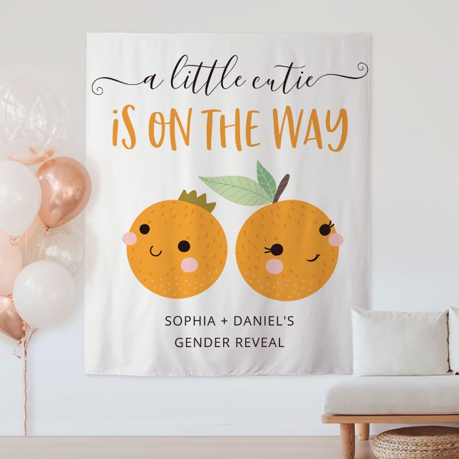 Little Cutie Citrus Gender Reveal Banner Tapestry (Creator Uploaded)