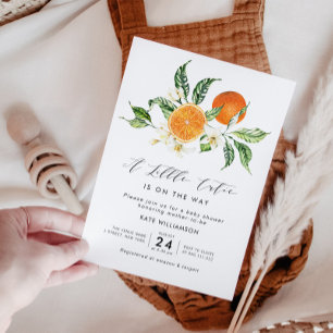 little cutie citrus greenery baby shower invitation
