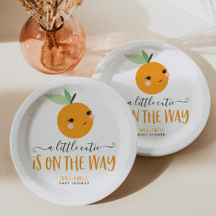 Little Cutie Citrus Modern Baby Shower Paper Plate