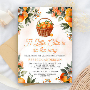 Little Cutie Citrus Orange Basket Baby Shower Invitation