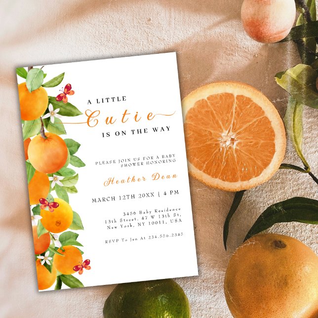 Little Cutie Citrus Orange Clementine Baby Shower Invitation (Little Cutie Citrus Orange Clementine Baby Shower Invitation)