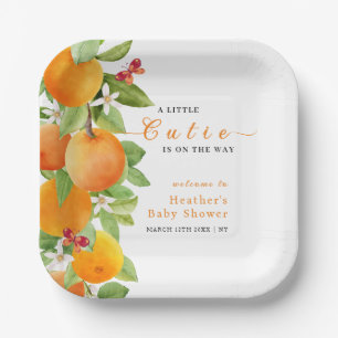 Little Cutie Citrus Orange Clementine Baby Shower Paper Plate