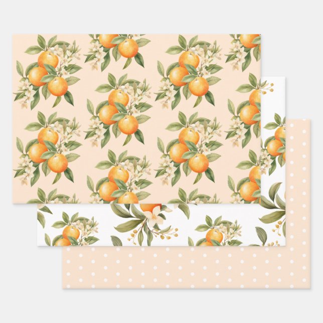 Little cutie citrus theme birthday party wrapping paper sheet (Set)