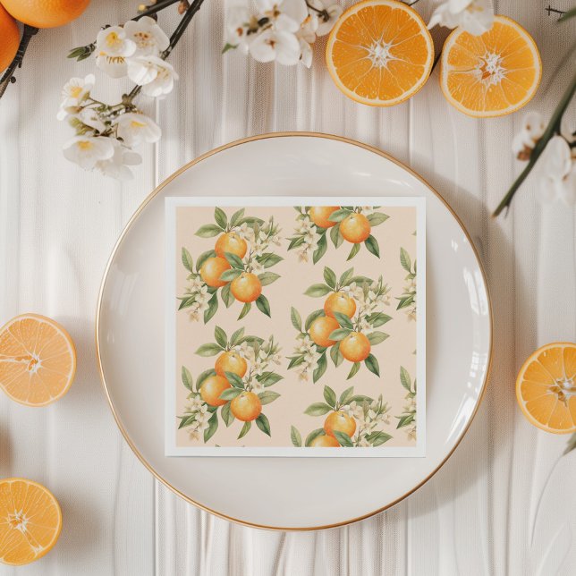 Little cutie citrus theme oranges birthday party napkin (Creator Uploaded)