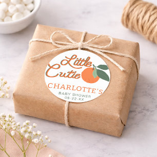 Little Cutie Clementine Baby Shower Favour Sticker