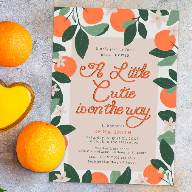 Little Cutie Clementine Baby Shower Invitation (Little Cutie Citrus Baby Shower)