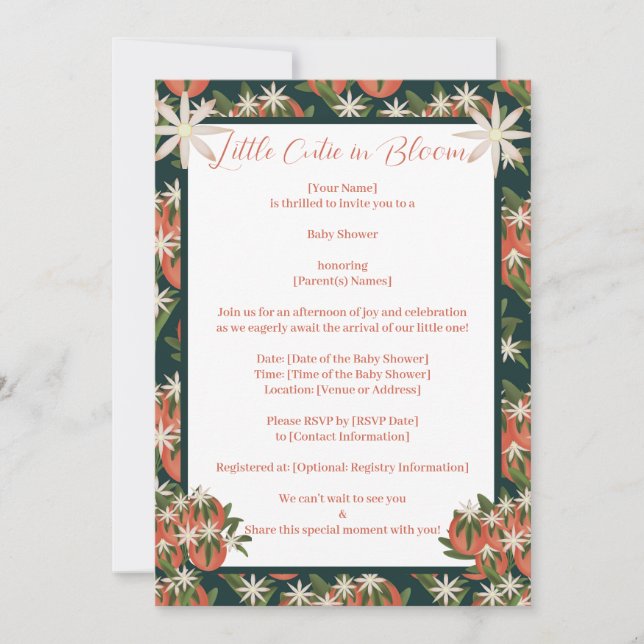 Little Cutie Clementine| Citrus Theme Baby Shower  Invitation (Front)
