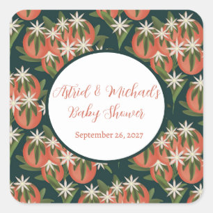 Little Cutie Clementine  Citrus Theme Baby Shower Square Sticker