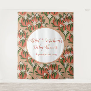 Little Cutie Clementine Citrus Theme Baby Shower Tapestry