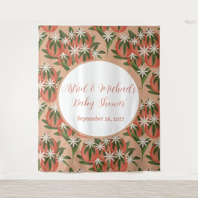 Little Cutie Clementine| Citrus Theme Baby Shower Tapestry (Front)