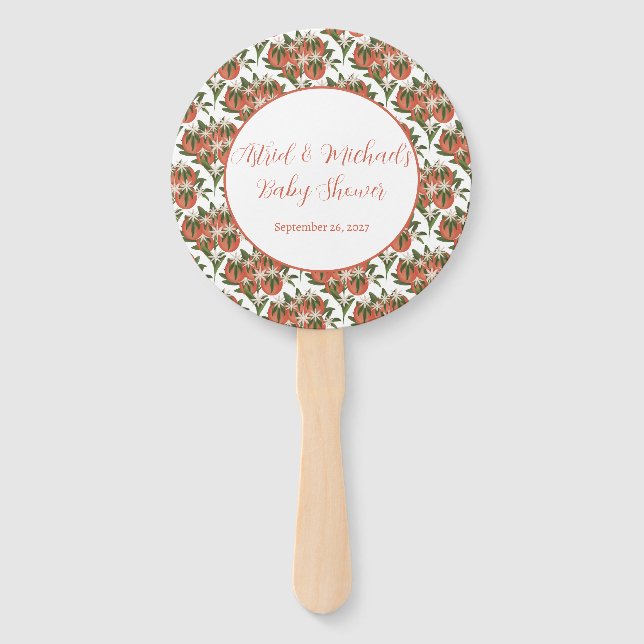 Little Cutie Clementine Neutral Baby Shower Hand Fan (Front)