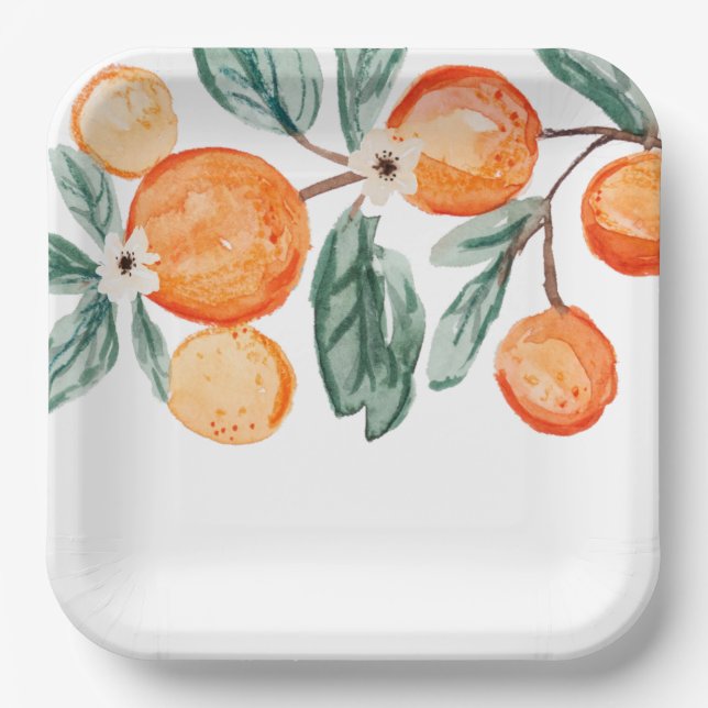 Little Cutie Clementine Party Paper Plates (Front)