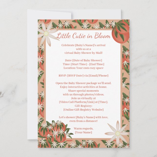 Little Cutie Clementine Pink Shower By Distance Invitation (Front)