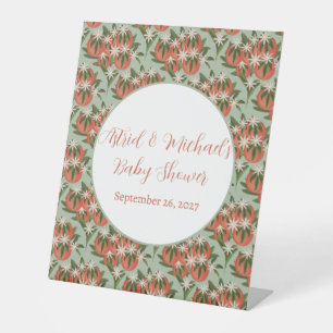 Little Cutie Clementine Sage Citrus Baby Shower Pedestal Sign
