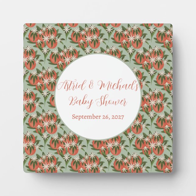 Little Cutie Clementine Sage | Citrus Baby Shower Plaque (Front)