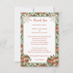 Little Cutie Clementine Sage Neutral Baby Shower Thank You Card