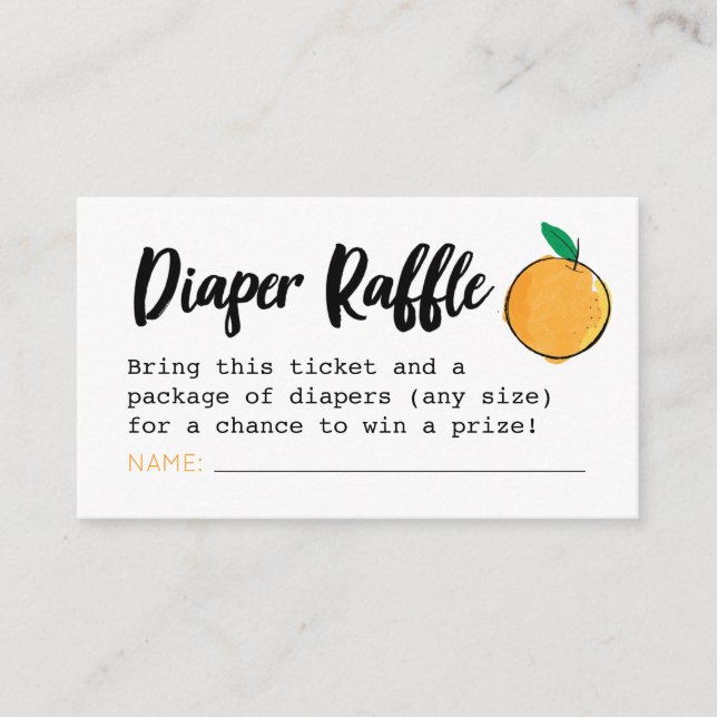 Little Cutie Diaper Raffle Ticket Enclosure Card (Front)