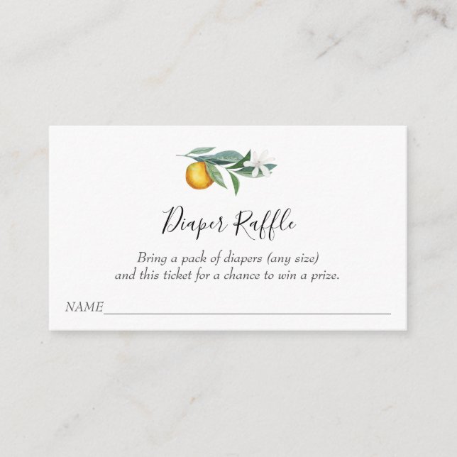 Little Cutie Diaper Raffle Ticket for Baby Shower Enclosure Card (Front)