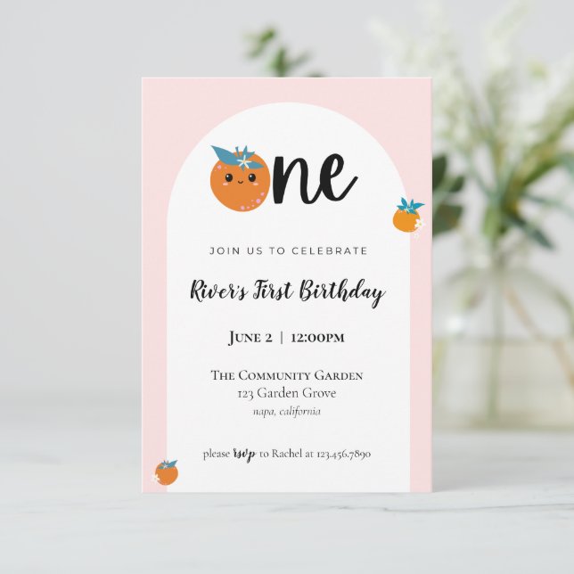 Little Cutie First Birthday invitation (Standing Front)