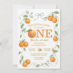 Little Cutie First Birthday Orange Citrus Invitation