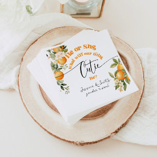 Little cutie gender reveal He or She Napkin