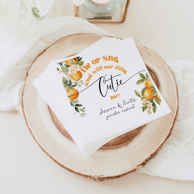 Little cutie gender reveal He or She Napkin (Creator Uploaded)