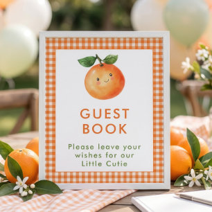 Little Cutie Gingham Guest Book Sign Baby Shower