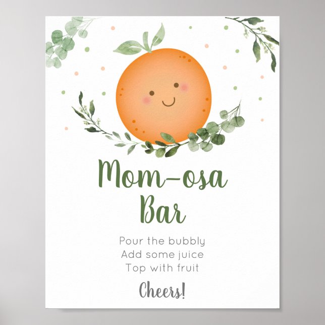 Little Cutie Greenery Baby Shower Mom-osa Bar Poster (Front)