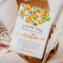 Little Cutie Greenery Baby Shower Thank You Card