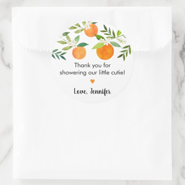 Little Cutie Greenery Floral Baby Shower Classic Round Sticker (Bag)