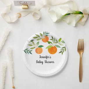 Little Cutie Greenery Floral Baby Shower Paper Plate