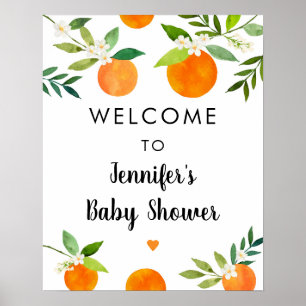 Little Cutie Greenery Floral Baby Shower Welcome Poster