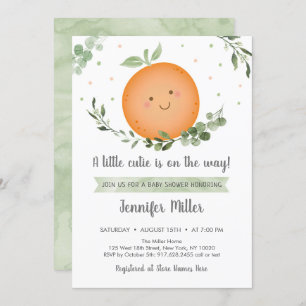 Little Cutie Greenery Neutral Baby Shower Invitation