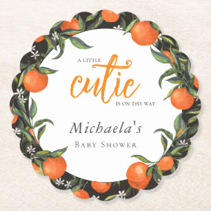 Little Cutie is on the Way  Baby Shower  Paper Coaster