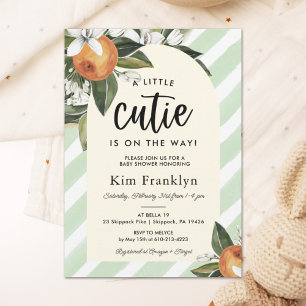 Little Cutie is On the Way Orange Baby Shower Invi Invitation