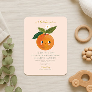 Little Cutie is on the way Orange Baby Shower Invitation