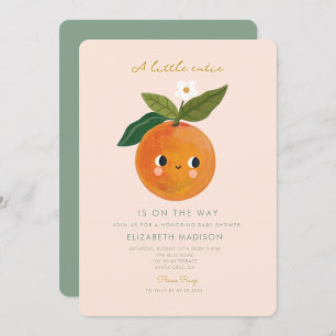 Little Cutie is on the way Orange Baby Shower Invitation