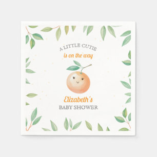 Little Cutie is On The Way Orange Baby Shower Napkin