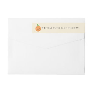 Little Cutie Is On The Way Yellow Baby Shower Wrap Around Label