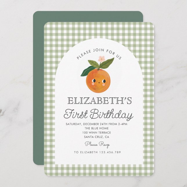 Little Cutie is turning One Orange Birthday Invitation (Creator Uploaded)