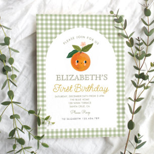 Little Cutie is turning One Orange Birthday Invitation