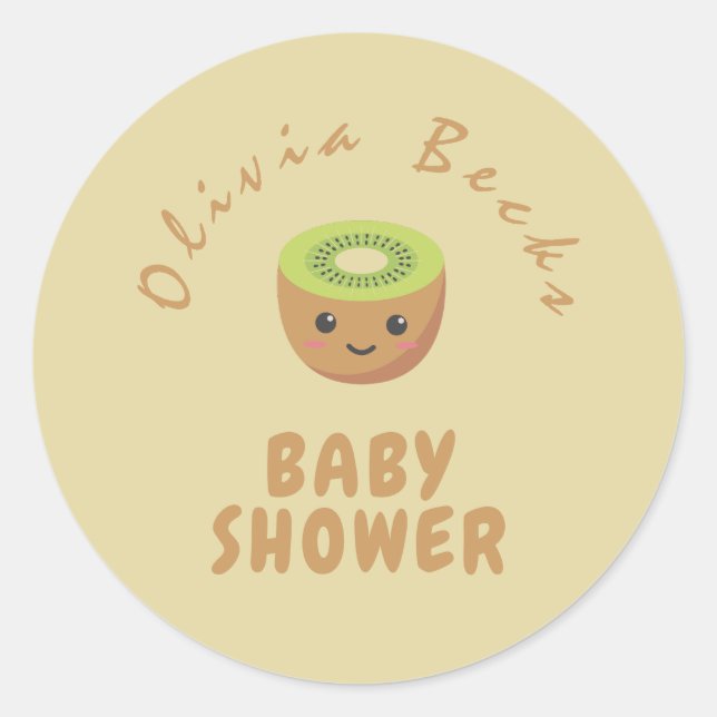 Little Cutie Kiwi Baby Shower  Classic Round Sticker (Front)
