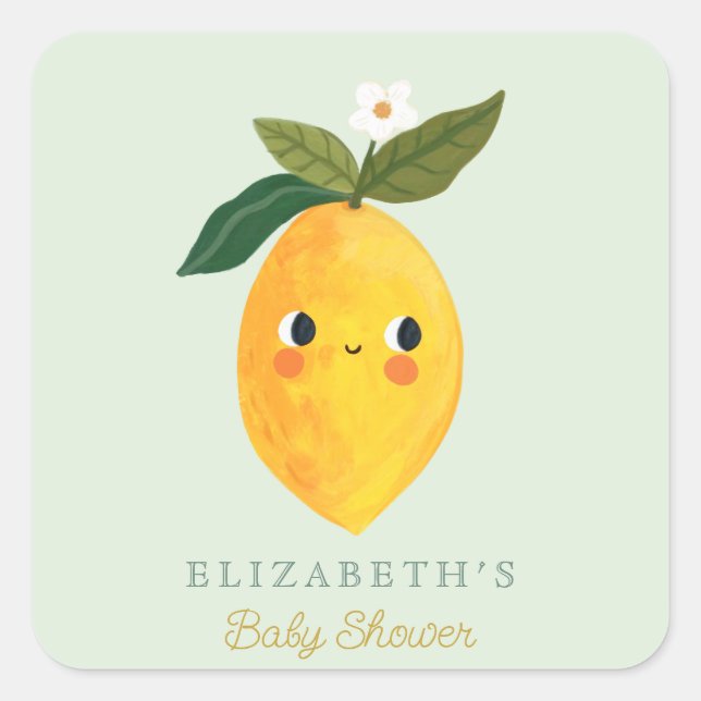 Little Cutie Lemon Baby Shower  Square Sticker (Front)