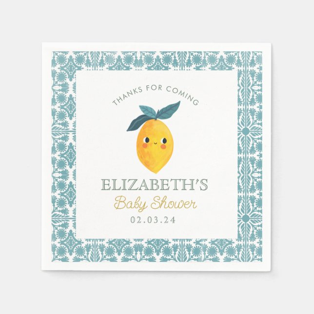 Little Cutie Lemon Citrus Baby Shower Napkin (Front)
