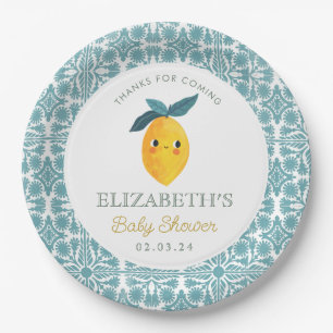 Little Cutie Lemon Citrus Baby Shower Paper Plate