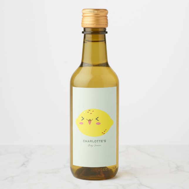Little Cutie Lemon Citrus Baby Shower Wine Label (Front)