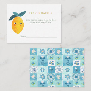 Little Cutie Lemon Citrus BabyShower Diaper Raffle Enclosure Card