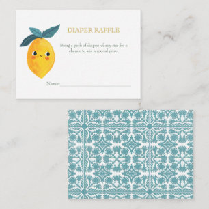 Little Cutie Lemon Citrus BabyShower Diaper Raffle Enclosure Card