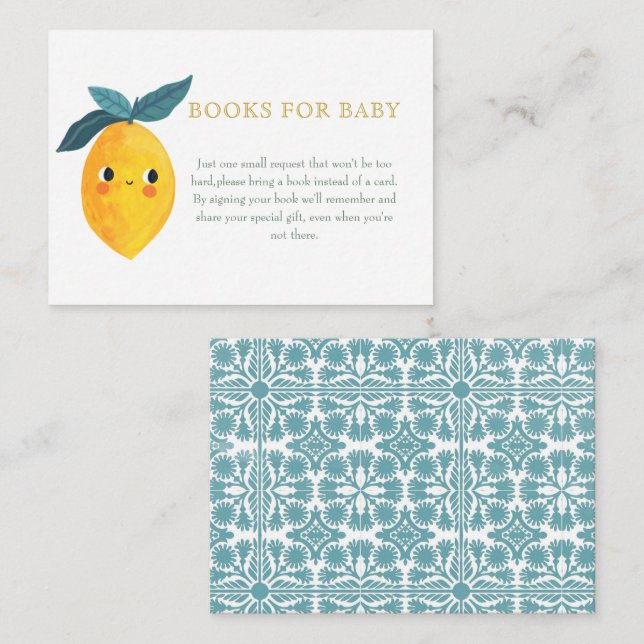 Little Cutie Lemon Citrus BOOKS FOR BABY Enclosure Card (Front/Back)